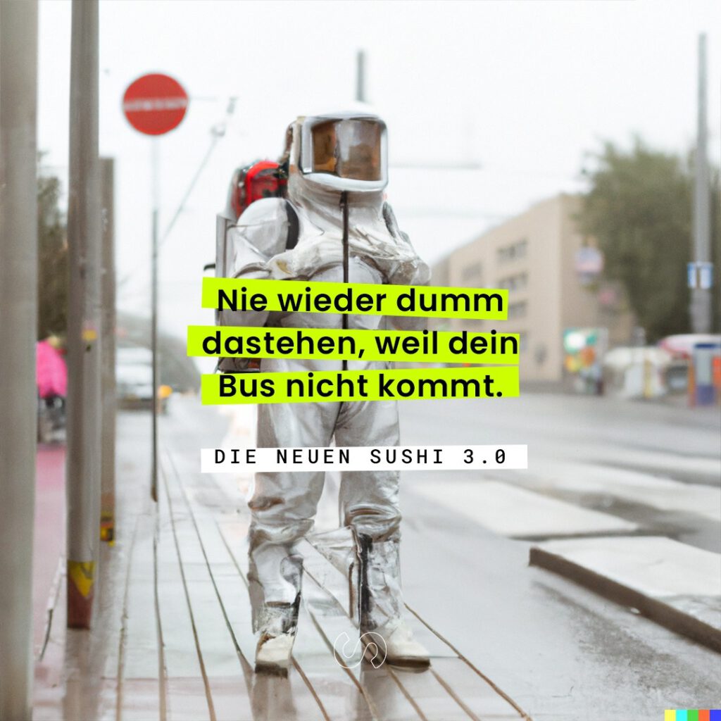Kampagnen-Motiv von Sushi-Bikes generiert mit DALL-E. Foto: Sushi-Bikes